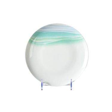 Imagem de Pratos de arroz esmaltados listrados de cerâmica utensílios domésticos requintados de alta temperatura - prato plano de 20 cm -1