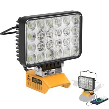 Imagem de Mightrench Luz De Trabalho Led 72 W E 7200 Lm Compatível Com Bateria Dewalt 20 V, Holofote Sem Fio 2 Usb, 1 Porta Tipo C, Proteção Baixa Tensão Aprimorada Para Camping, Oficina, Emergência Ajustável