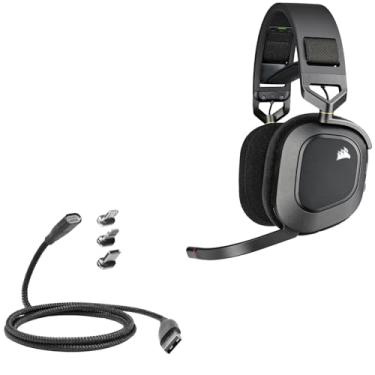 Imagem de Cabo BoxWave compatível com Corsair HS80 RGB sem fio (cabo da BoxWave) - Cabo MagnetoSnap PD AllCharge (100W), cabo de carregamento magnético PD 100W USB tipo-C Micro USB - Preto intenso