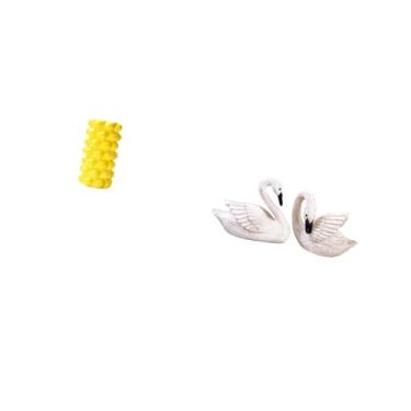 Imagem de Fenteer Vaso de Flores de Porcelana, Ornamento de Mesa com Esculturas de Cisne, Estátuas de Resina para Mesa, Sala de Estar, Quarto, Escritório, Recipiente de