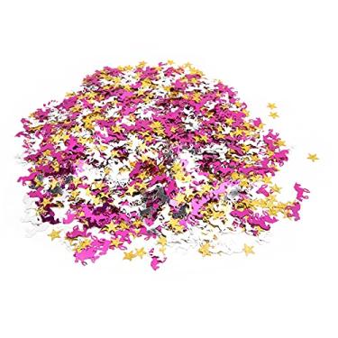 Imagem de Pssopp Confete Estrela de Unicórnio 60g, Lantejoulas Brilhantes para Decorações de Festas, Confete de Mesa para Aniversários e Casamentos