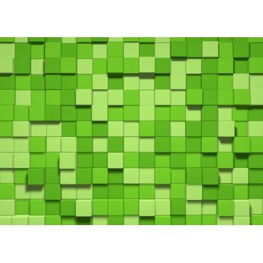 Imagem de DULUDA Pano de fundo de foto com estampa de cubo de 1,8 x 1,5 m, quadrado verde, para decoração de eventos, tema de desenho animado, adereços de cabine de fotos para festas de aniversário