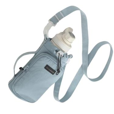 Imagem de Bolsa Porta Garrafa Pequena Portátil Resistente Com Alça E Bolso Academia Passeio Trilha (Azul)