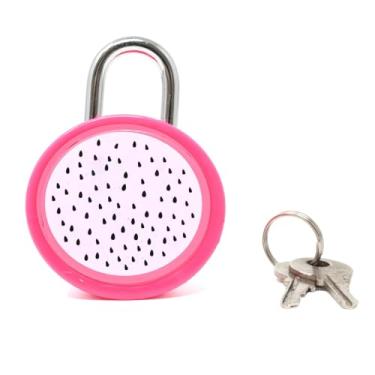 Imagem de 1 Cadeado engraçado em forma de fruta de dragão, mini cadeado Pitaya com chaves para caixa de joias, armário, baú do tesouro, malas, diário, caderno