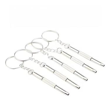 Imagem de Conjunto de 5 chaves de fenda de precisão com chaveiro – Aço carbono durável para vários parafusos de forma eficiente, prata