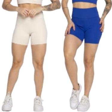 Imagem de KIT 2 Short Smart Verão Dia a Dia Serra e Mar Shortinho Treino Academia Confortavel Moda Fitness-Feminino