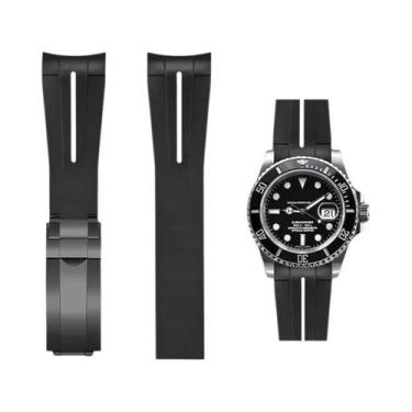 Imagem de Pulseira De Relógio De Silicone Preto E Verde À Prova d'Água De 20mm P