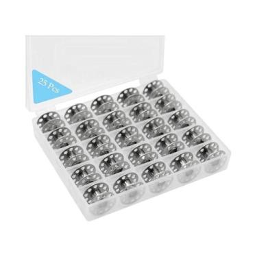 Imagem de 25 Bobinas De Costura De Metal Com Caixa De Armazenamento Em Malha Par