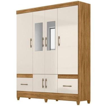 Imagem de Guarda Roupa Casal MS912 6 Portas Espelho 165 Cm Moval Freijo Off Whit