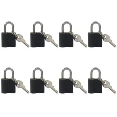 Imagem de Cionyce 8 minicadeados com chaves, fechaduras de bagagem para viagem, malas, mochilas, armários de academia, armários, caixas de ferramentas (preto)