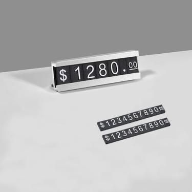 Imagem de Mollytek 10 conjuntos de cubo de exibição de preço ajustável para expositor de preço de joias balcão suporte número letra dólar kit bloco de preço para loja de varejo (prata sem painel de acrílico)