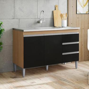 Imagem de Balcão de Cozinha Gabinete 120cm Andréia Sem Tampo AJL - AJL MÓVEIS, A