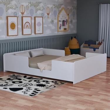 Imagem de Cama Casal Montessori Para Quarto Infantil Com Proteção Lateral