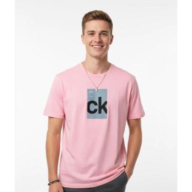 Imagem de Camiseta Calvin Klein Monogram Logo Center Box Graphic Rosa - 4RC8226G-650-Masculino