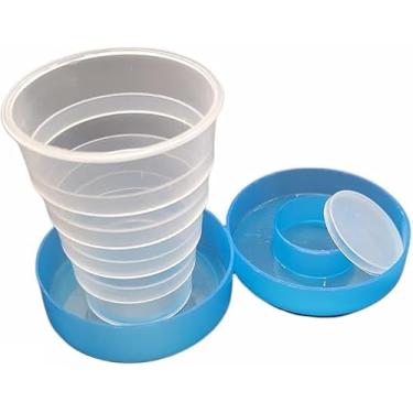 Imagem de Copo de viagem dobrável com estojo de comprimidos embutido – copo portátil e organizador de comprimidos (azul, 1 pacote)