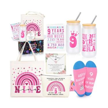 Imagem de Ideias de presentes de aniversário para meninas adolescentes bonitas de 9 anos, presentes para meninas adolescentes de 9 anos, conjunto de 6 cestas de decorações de aniversário de 9 anos