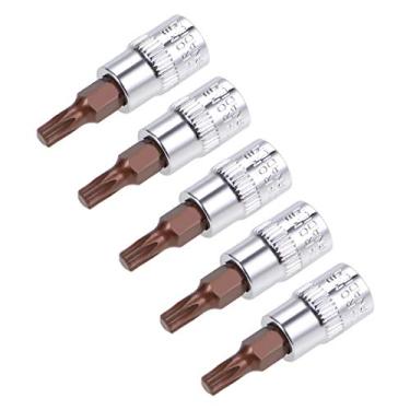 Imagem de 5 peças de 1/10.2 cm x soquete Torx Bit T20, brocas de aço S2, soquetes CR-V, comprimento de 38 mm, uso com chave catraca, barra deslizante, haste de extensão