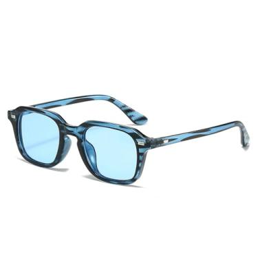 Imagem de Óculos de Sol Feminino Candy Color com Rebites e Proteção UV400 para Esportes ao Ar Livre, Corrida e Ciclismo, Listras Azuis