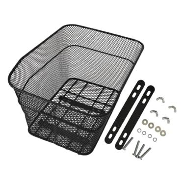 Imagem de UGPLM Cesta traseira para bicicleta, bagageiro em metal, acessório para ciclismo, grande capacidade, suporte para fixação no bagageiro traseiro.