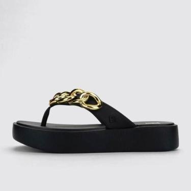 Imagem de Tamanco Zaxy Link Tira Larga Com Corrente, 37, Preto