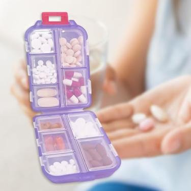 Imagem de Caixa de comprimidos portátil com 10 compartimentos, caixa de armazenamento de pílulas, recipiente diário para viagem, dobrável, pequena caixa de remédios para bolsa, vitamina óleo de peixe