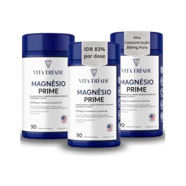 Imagem de Magnésio Prime 350mg Puro - Bisglicinato, Dimalato e Citrato - Auxilia Ossos, Músculos e Energia