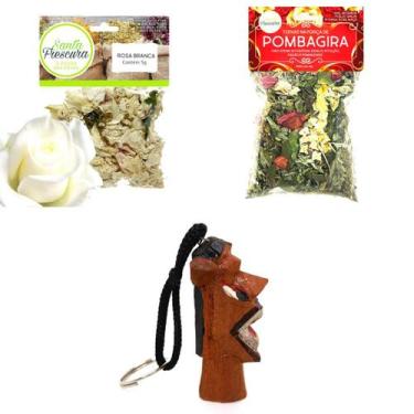 Imagem de Banho Pomba Gira Amor Rosa Branca Proteção Espiritual Chaveiro Carranc