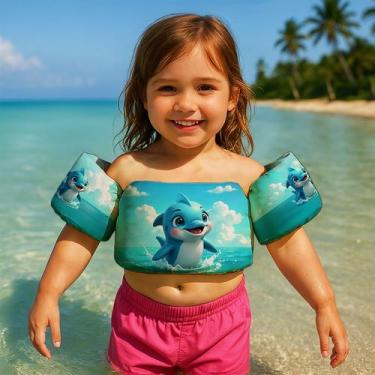 Imagem de Boia de Braço Colete Infantil para Nadar Praia Piscina Estampa Fundo d