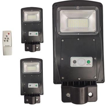 Imagem de Luminaria Solar Poste 60w Led 3 Und Controle E Sensor