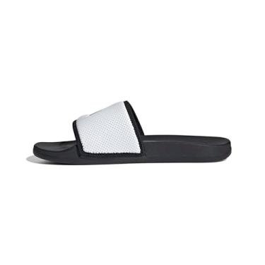 Imagem de adidas Sandália Adilette confortável unissex para adultos, Branco/Preto/Preto, 11 Women/10 Men
