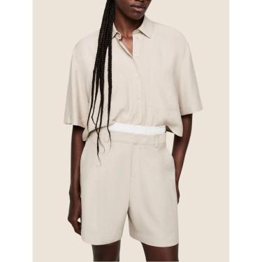 Imagem de Calça Reta Cintura Alta Cós Duplo Em Alfaiataria Dzarm-Feminino