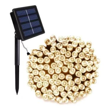 Imagem de Facai Cordão Luminoso Solar Decorativo - 20 metros - (200 leds) - (Quente Amarela) - (Pisca-Pisca) (Amarelo)
