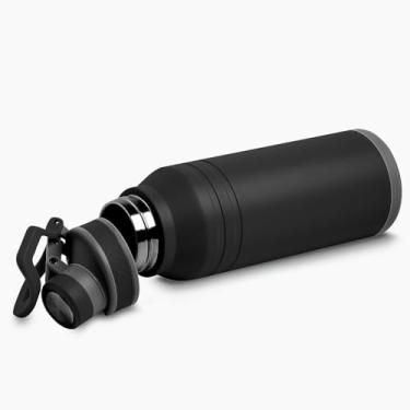 Imagem de Garrafa Térmica Premium, Aço Inox Preto, 1,2L com Alça e Bico Dosador, Parede Dupla Isolante, Para Bebidas Quentes e Frias, Manual