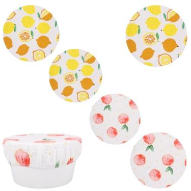 Imagem de 6 peças de tampas reutilizáveis de tigela de cera de abelha para impermeabilização de pão, cobertura de alimentos de pano de algodão elástico, tampas de pão de algodão laváveis para armazenamento de
