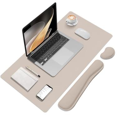 Imagem de FreeNook Mouse pad e descanso de pulso para teclado, conjunto grande de teclado e mouse, mousepad ergonômico com descanso de pulso, protetor de mesa antiderrapante para escritório, casa (70 × 40 cm