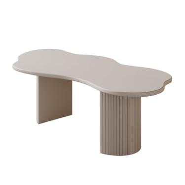 Imagem de Mesa de trabalho Mesa moderna de madeira maciça branca, mesa estudo em formato nuvem, para laptop, escritório doméstico e quarto(S)