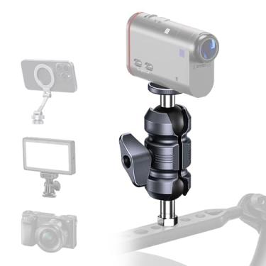 Imagem de Kit de suporte de câmera de ação, cabeça esférica rosqueada de 1/10.2 cm-20 e braço de soquete duplo de alumínio, barra curta de assento espelhado M8 para bicicleta/triciclo/ATVs/motocicleta (KCB-5)