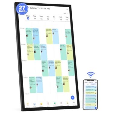 Imagem de Calendário digital inteligente, agenda eletrônica com tela sensível ao toque de 68 cm, para lista de tarefas, sincronização automática de calendários Google iCloud Outlook, montável na parede para