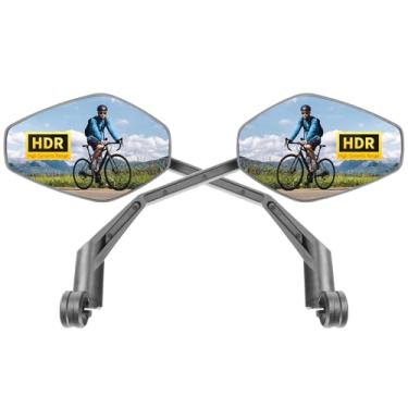 Imagem de JJZOUEN Espelho de guidão para bicicleta, espelhos retrovisores de bicicleta, vidro convexo HD resistente a arranhões, caixa de fibra de carbono, espelho retrovisor de bicicleta seguro para MTB