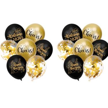 Imagem de Decoração de festa de feliz ano novo de 2026, decoração preta e dourada, festa de gala de ano novo e ornamentos pendurados (bolão)