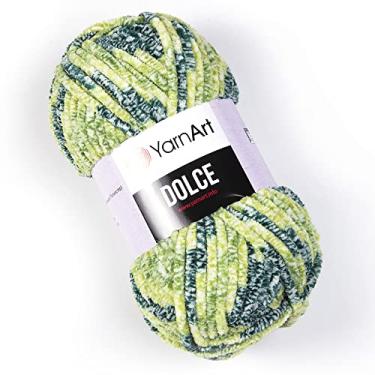 Imagem de Yarnart Fio Dolce Multicores Variegado por YarnArt Macio Chenille Veludo Super Volumoso Cobertor de Fio de Crochê Amigurumi 100 gramas (3,53 oz) 131 jardas (1.808)