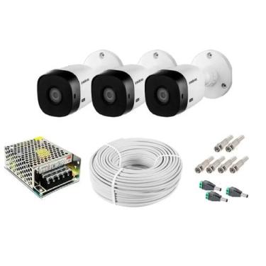 Imagem de Kit 3 Cameras de Seguranca intelbras 20m Infra Vermelho 24 Leds HD c/ 