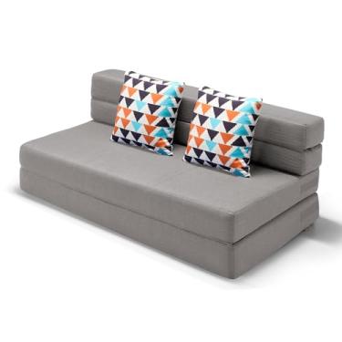 Imagem de ARTPLAN Sofá-cama dobrável conversível, sofá-cama de espuma viscoelástica de alta densidade com um travesseiro fofo, sofá futon moderno cama de solteiro para sala de estar/dormitório/uso de