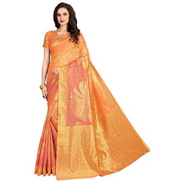 Imagem de Glory Sarees Sari de seda Banarasi de linho feminino (linen_silk101pink_pink), rosa