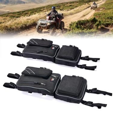 Imagem de KEMIMOTO Sacos de respingo para quadriciclos, bolsas removíveis para quadriciclo, bolsas de selim impermeáveis com suportes de água compatíveis com Sportsman Scrambler TRX FourTrax Outlander 570, duas