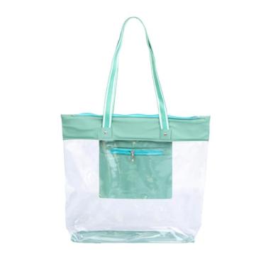 Imagem de Sacola Bolsa de Praia e Piscina Impermeável Transparente com Zíper e Bolso Interno Verde