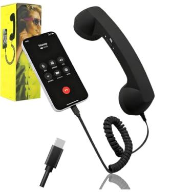 Imagem de Aparelho de telefone retrô, 2026 novo telefone retrô vintage com fio, receptor de cabo fixo para videoconferências, chamadas e reuniões (tipo-C)