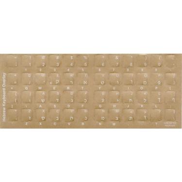 Imagem de Adesivos de teclado hebraico transparente (letras brancas)