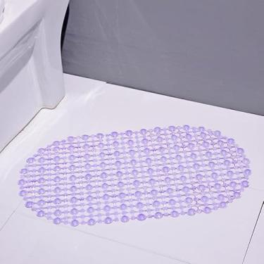 Imagem de Tapete de chuveiro antiderrapante de PVC - secagem rápida com orifícios de drenagem e ventosa para banheira/banheiro/spa (roxo)