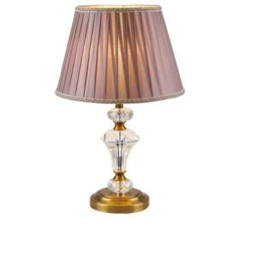 Imagem de Luminária de mesa retrô europeia com cristais, ideal para quarto de cabeceira, aconchegante e moderna, com intensidade ajustável (Tipo A - Roxa)